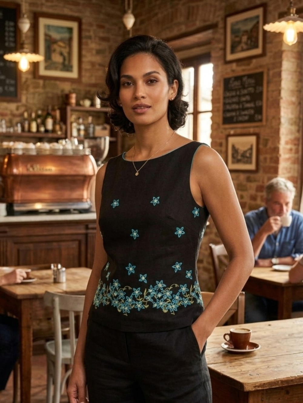 Vintage Breakin' Loose Floral Embroidered Sleeveless Top